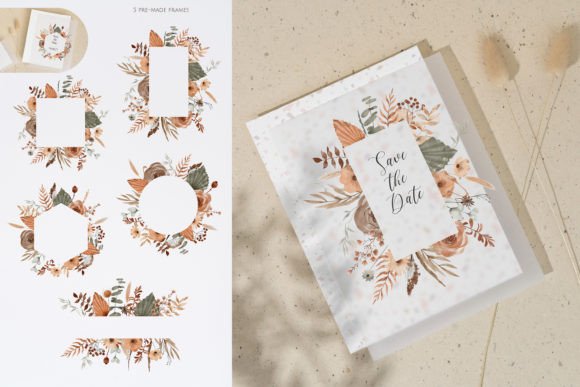 Autumn Watercolor Floral Frames