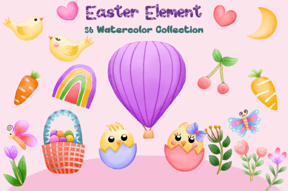 Easter Element 36 Watercolor Collection