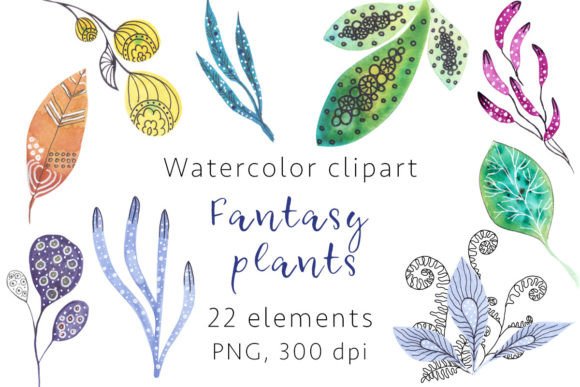 Evaluating the Fantasy Plants Watercolor Clipart PNG Set for Creative Projects