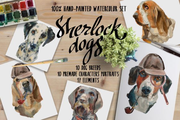 Evaluating the Sherlock Dogs Watercolor Set for Professional Design Projects