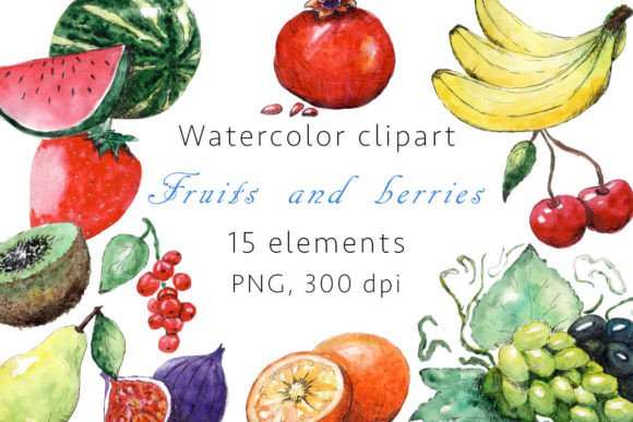 Fruits and Berries Watercolor Clipart Guide