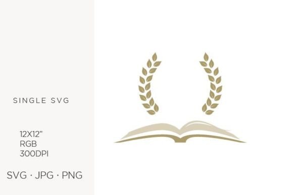 Gold Laurel Leaves and Open Book: Elevating Your Creative Projects with Timeless Digital Art
