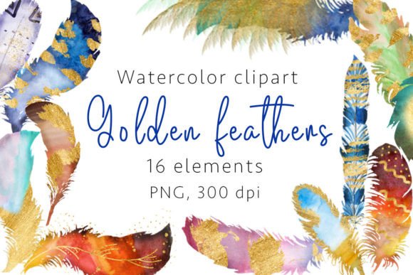 Golden Feathers Watercolor Clipart PNG Guide