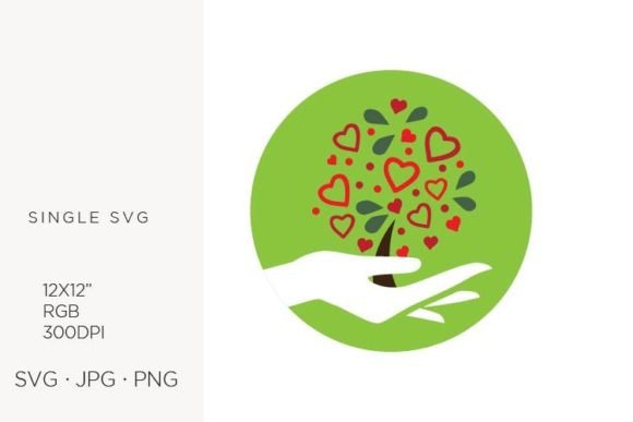 Hand Holding Love Tree: Elevating Digital Design with Symbolic SVG Artwork