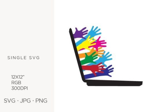 Laptop and Colorful Hands, Vector: A Strategic Asset for Modern Digital Branding