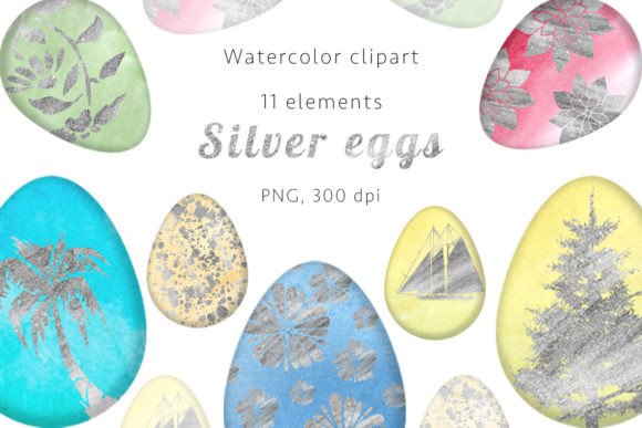 Unlocking Creative Potential with Silver Eggs Watercolor Clipart, PNG