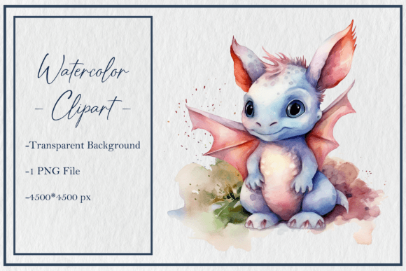 Watercolor Cute Dragon Clipart PNG Sub 2 Guide