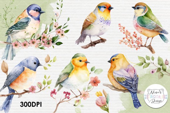 Watercolor Spring Birds Clipart Guide